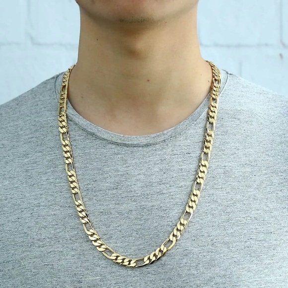 ⭐️HP⭐️New: Gold Vermeil Diamond Cut Figaro Necklace, Made in Italy - Picture 1 of 9